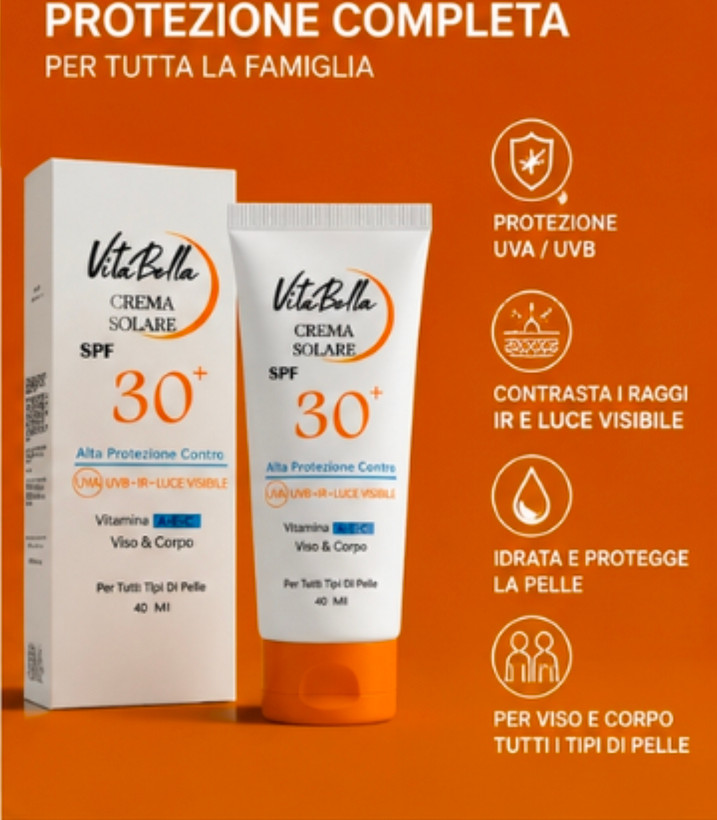کرم ضد آفتاب spf۳۰ بی رنگ حجم ۴۰ میل برند ویتابلا درجه 1