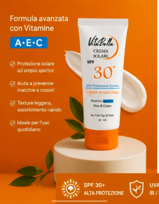 کرم ضد آفتاب spf۳۰ بی رنگ حجم ۴۰ میل برند ویتابلا درجه 1